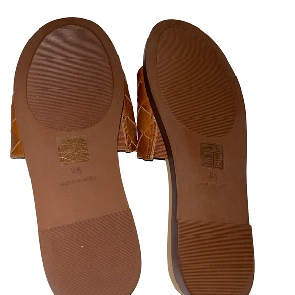 Madewell The Louisa Slide Sandal in Woven Leather tan caramel shoes 9.5 - Picture 3 of 4